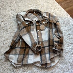 Plaid Shirt in Brown and Cream